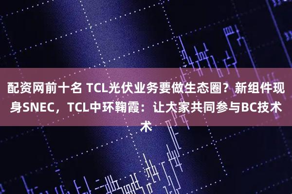 配资网前十名 TCL光伏业务要做生态圈？新组件现身SNEC，TCL中环鞠霞：让大家共同参与BC技术